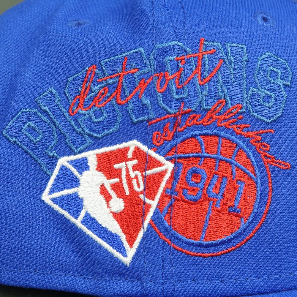 New Era Detroit Pistons Blue Back Half 59FIFTY Fitted Cap Hat Size 7 7/8 - Picture 8 of 16